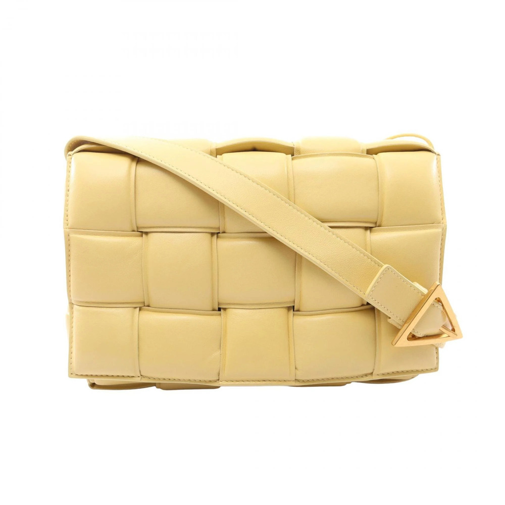 BOTTEGA VENETA Yellow Leather Intrecciato Shoulder Bag